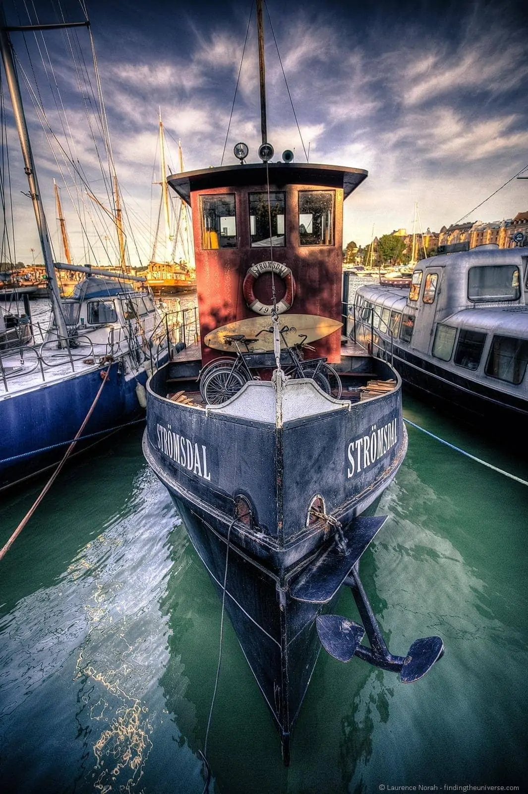 boat in helsinki harbour wide angle boat in helsinki harbour wide angle