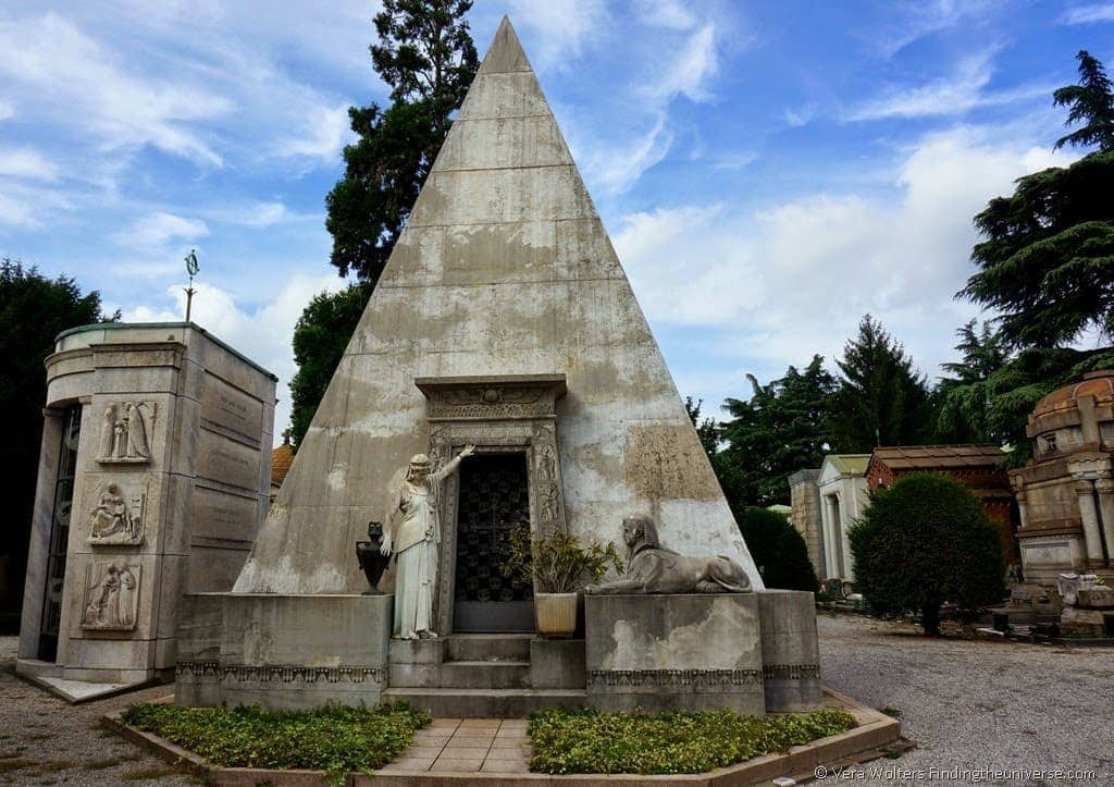 Pyramid tomb at Monumentale Cemetery, Milan, Italy