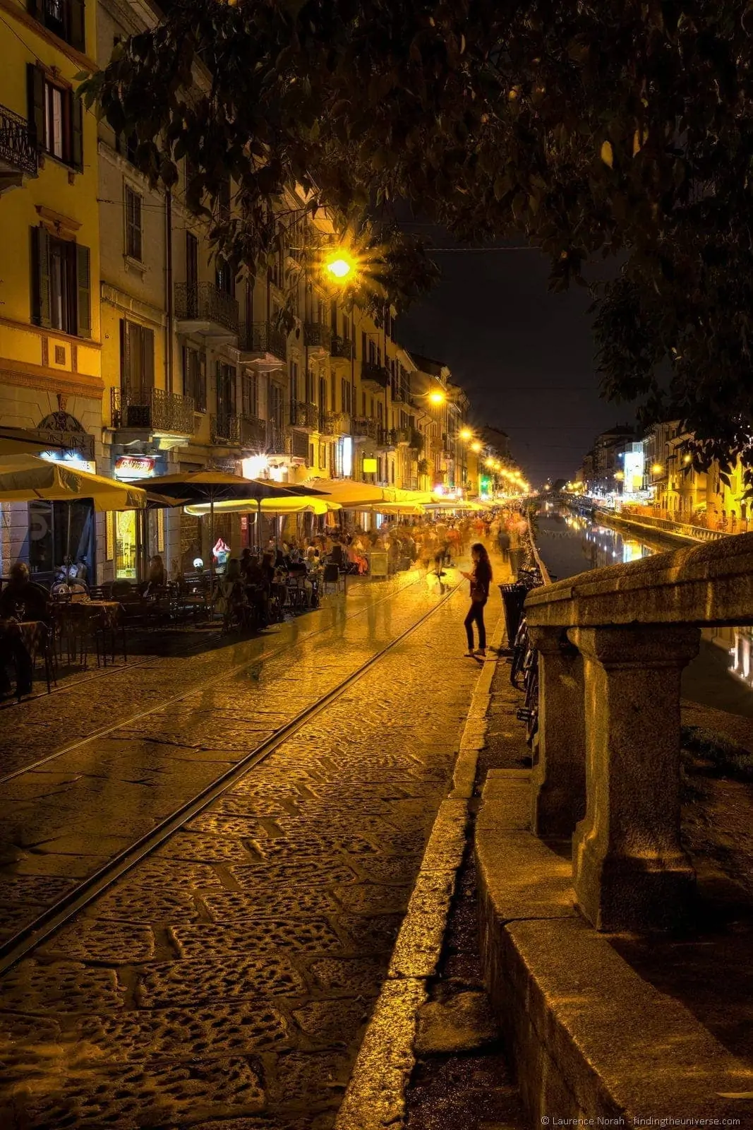 Milan canal night girl Milan canal night girl