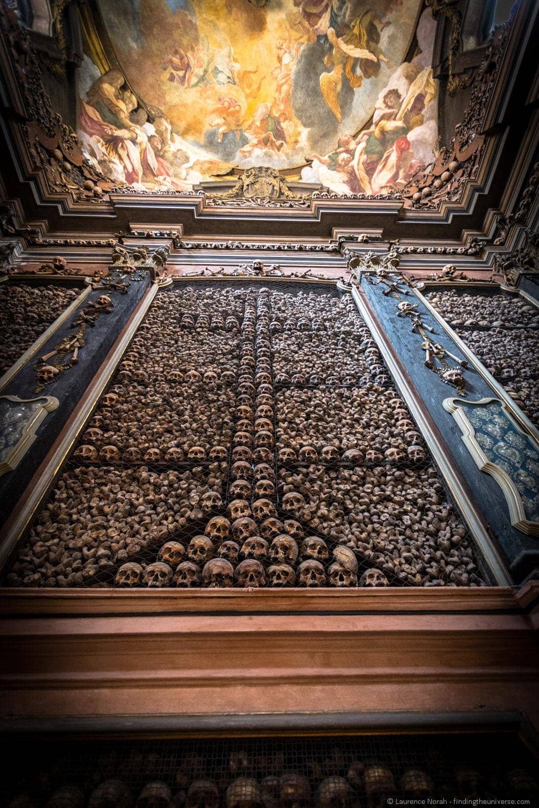 ossuary church skulls cross Milan