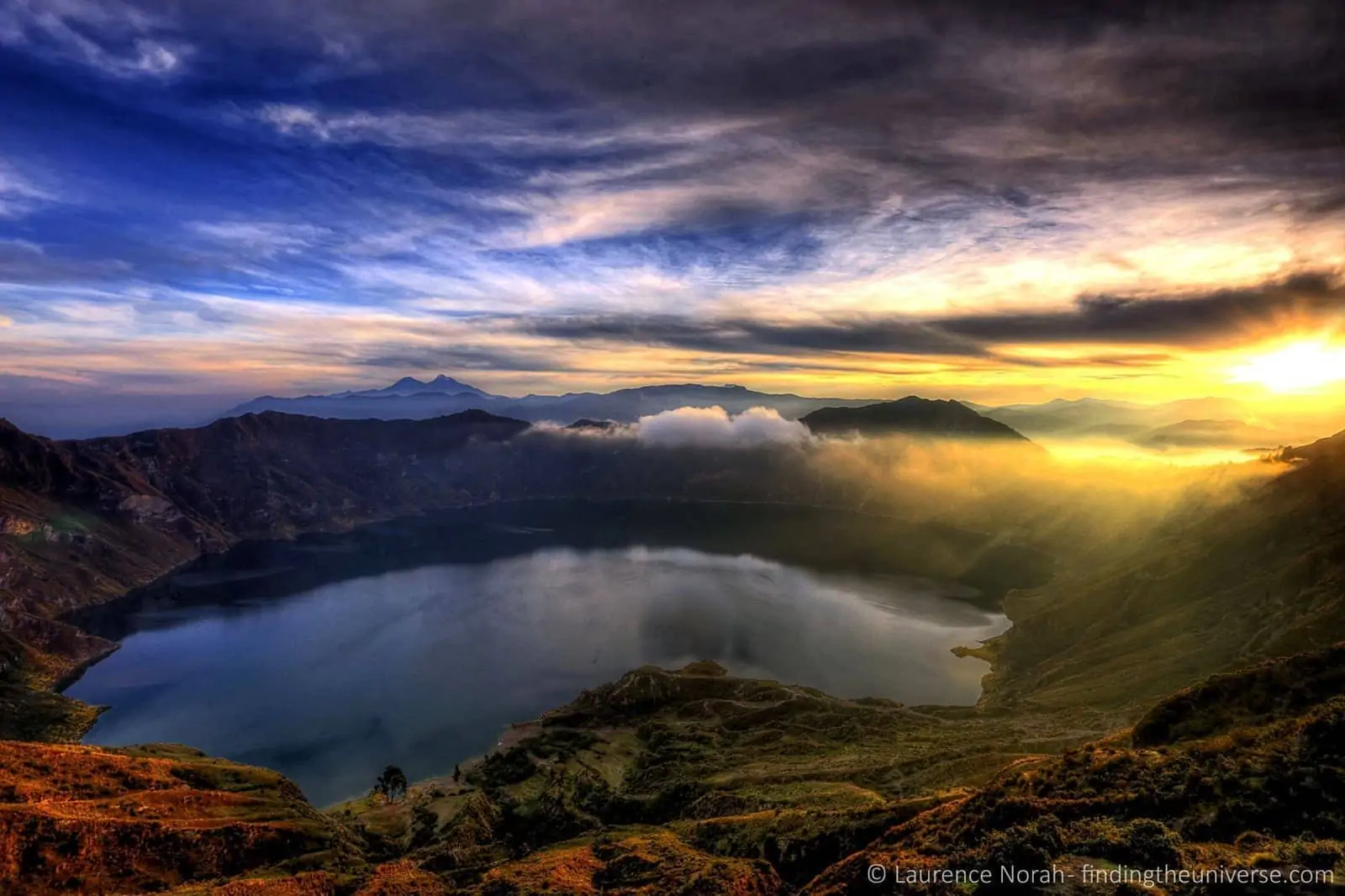 sunrise over Cuilatoa crater Ecuador scaled