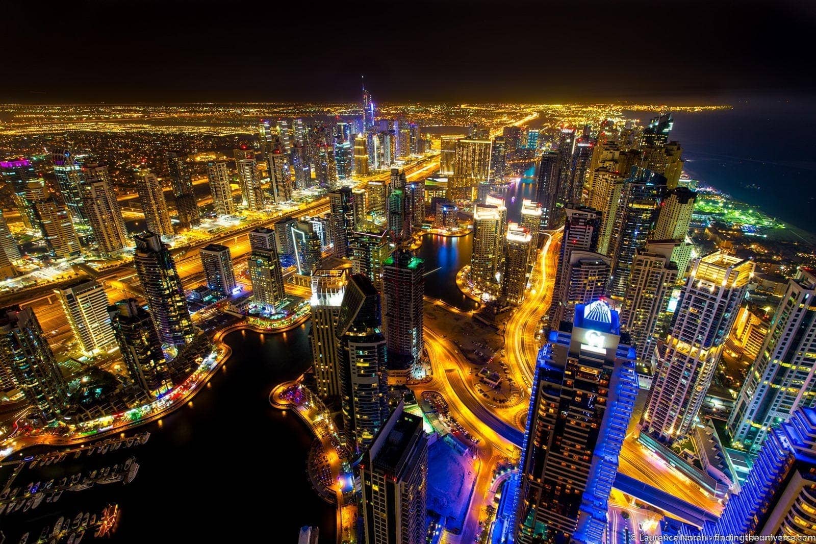 Dubai marina night skyline