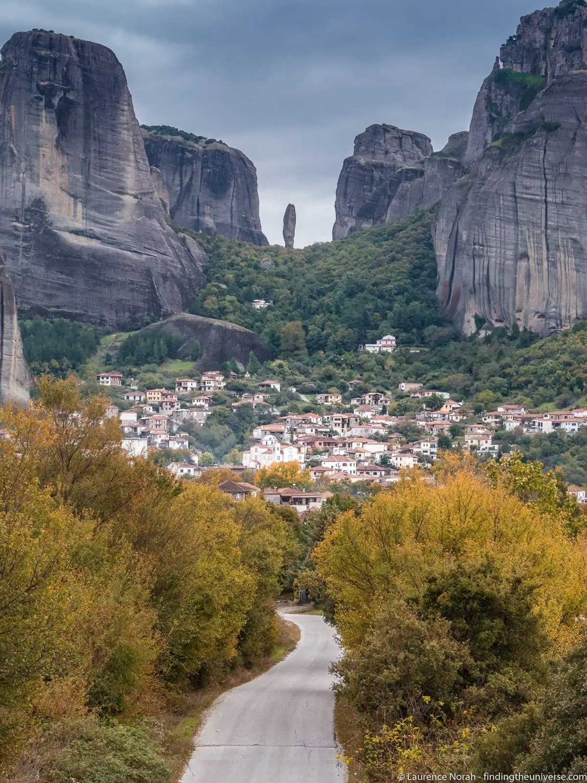 Meteora landscape Greece rocks road