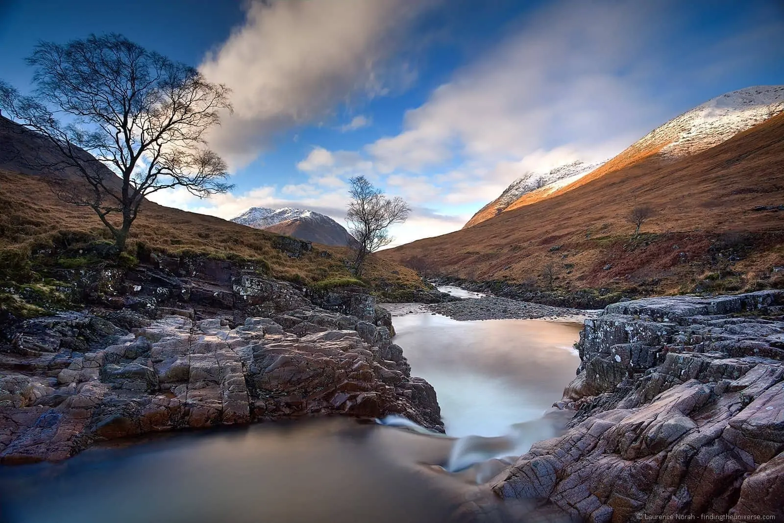 waterfall valley view Scotland highlands glencoe waterfall valley view Scotland highlands glencoe