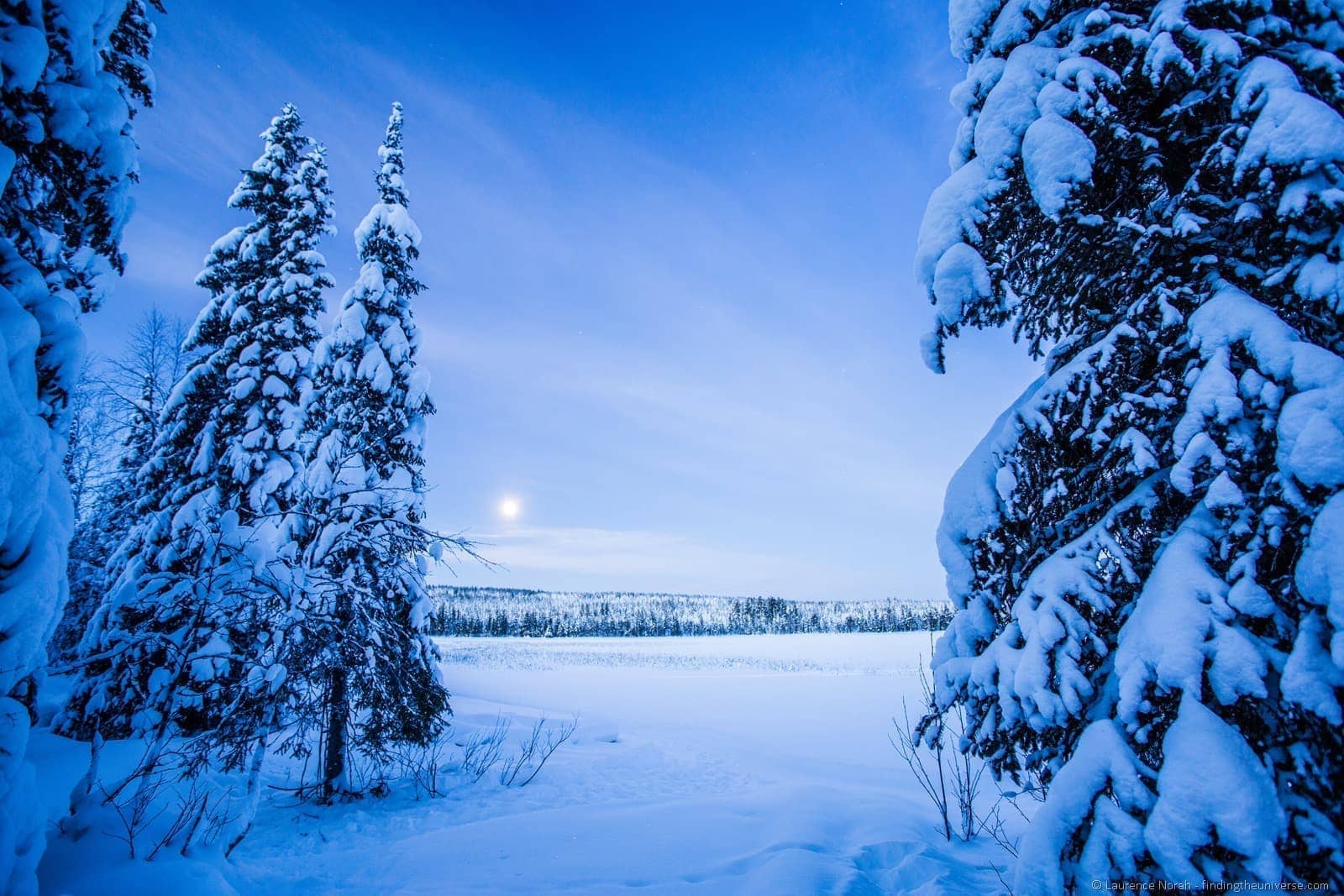 early morning blue hour lapland finland