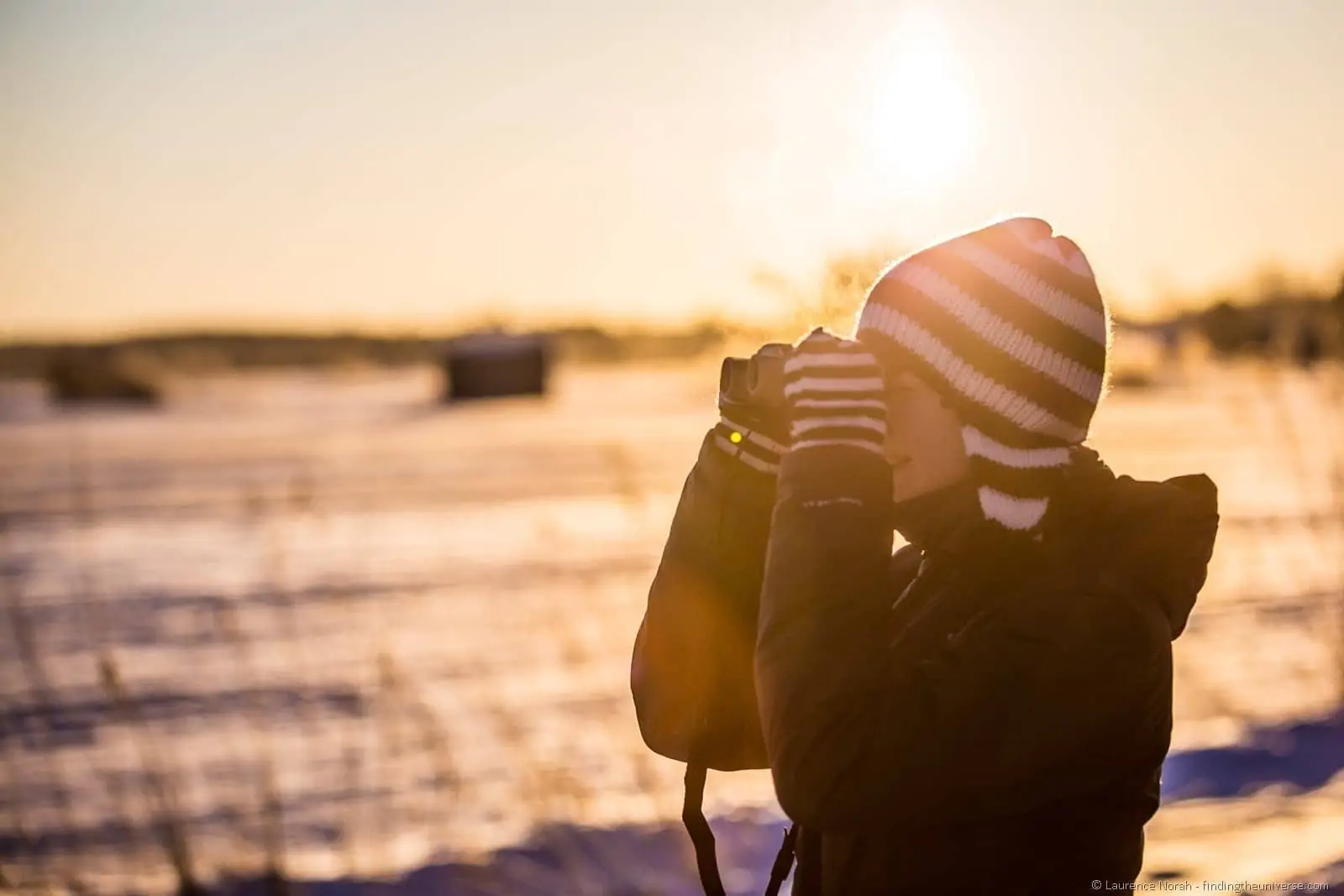 Jess with binoculars