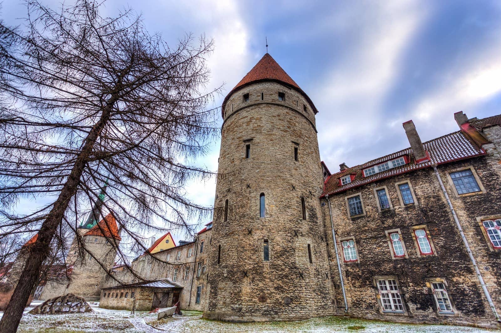 medieval city walls and tower tallinn estonia
