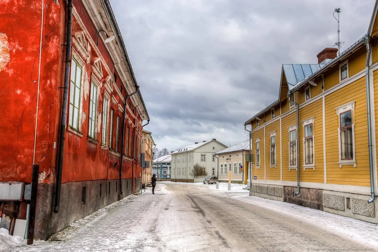 person standing alone rauma old town person standing alone rauma old town
