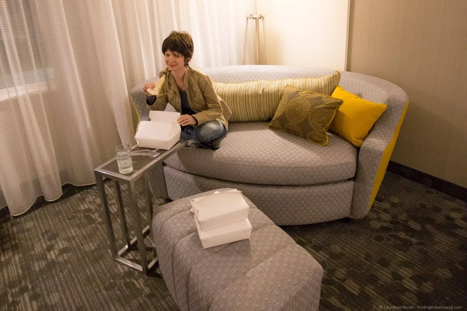Jessica on sofa Walla walla courtyard marriott