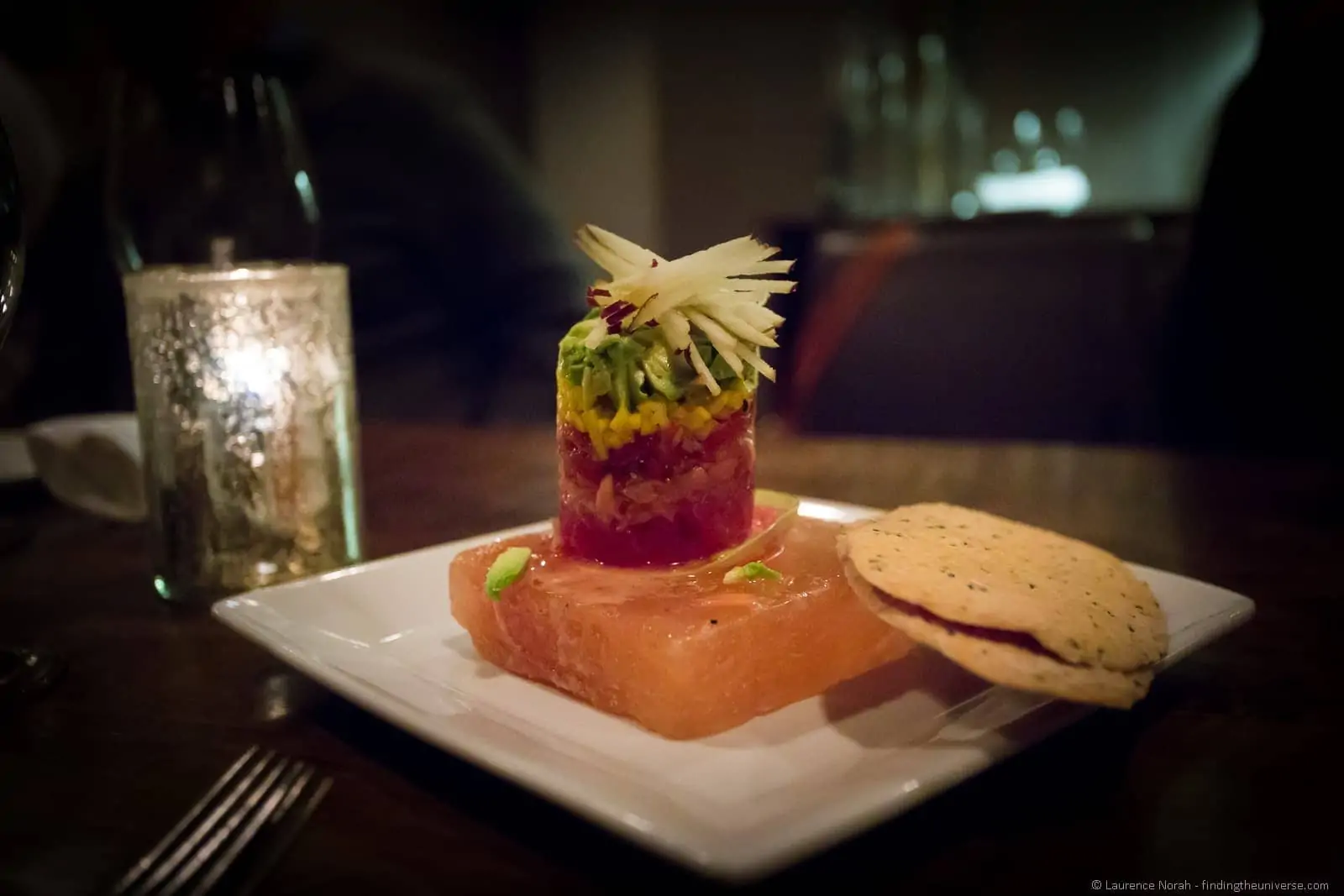 tuna sashimi on himalayan salt