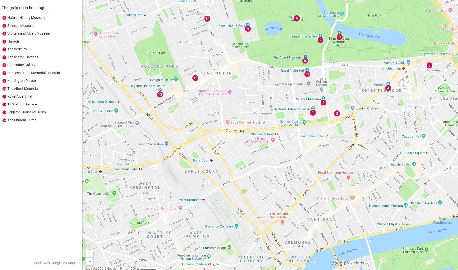 Kensington Things to Do Map