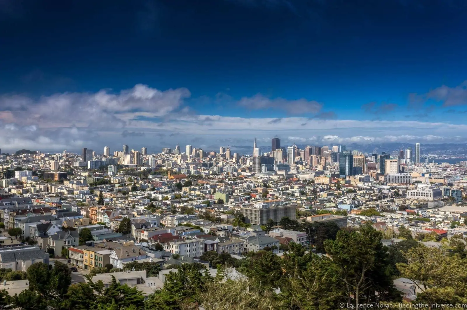 San Francisco skyline view from Corona Heights, late afternoon