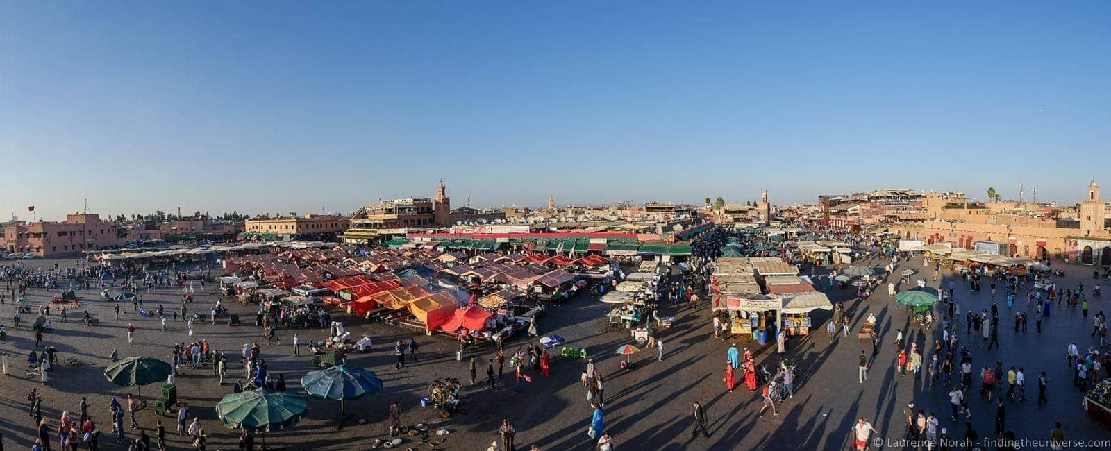 Jamaa el Fna Square Marrakech from above panoramic