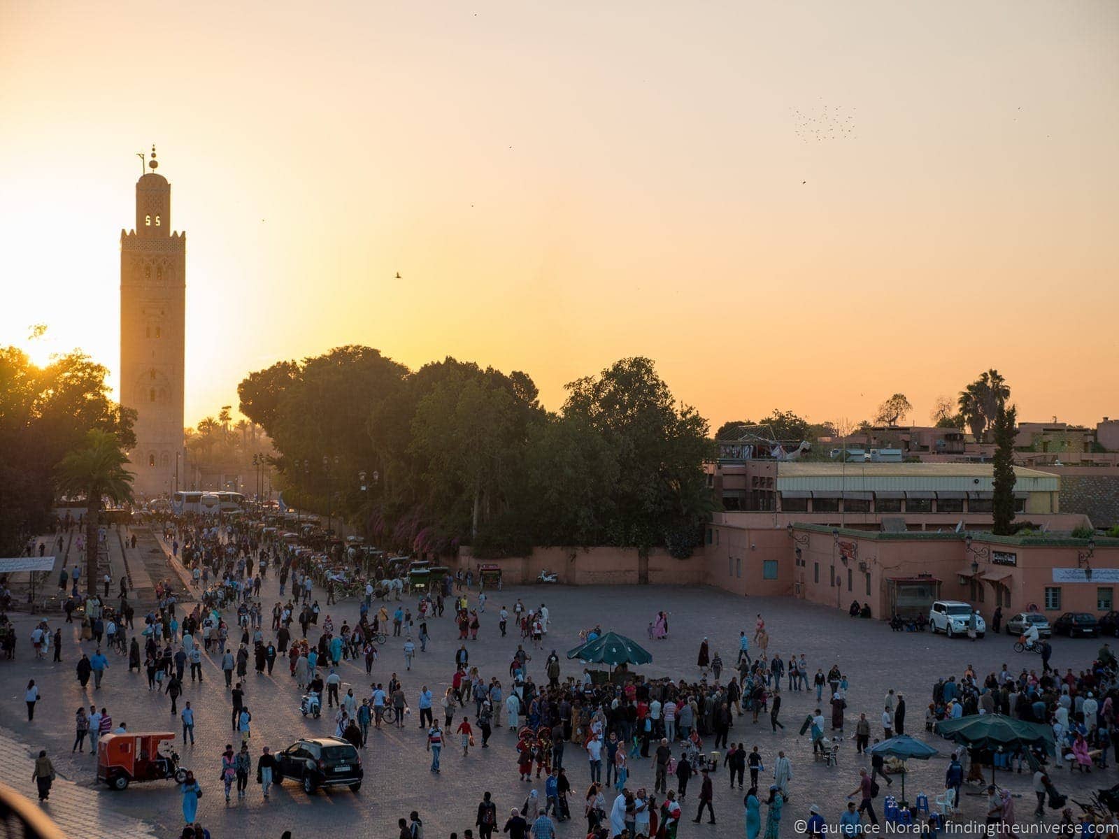 Jamaa el Fna Square Marrakech from above sunset
