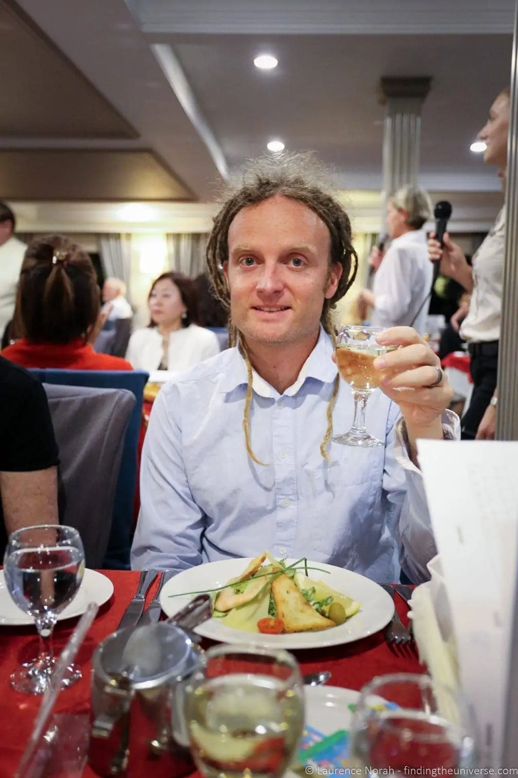 Russia river cruise dinner wine