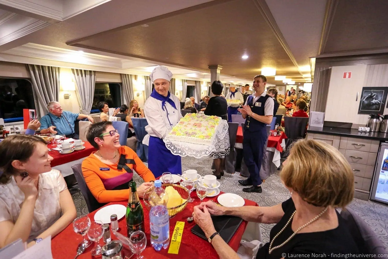 Russia river cruise dinner table and chef