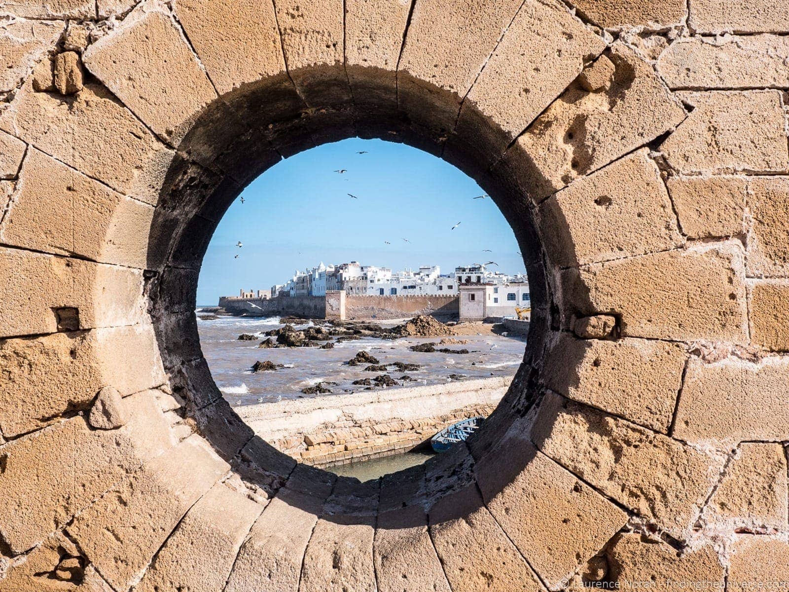 Circular hole wall Essaouira Morocco