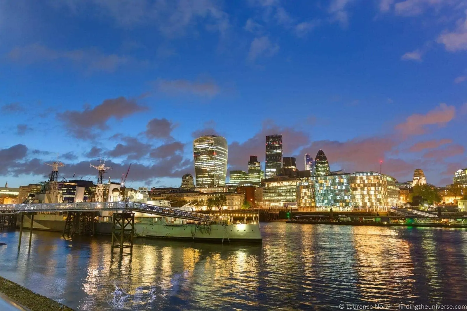 HMS Belfast and the city of London at night 2