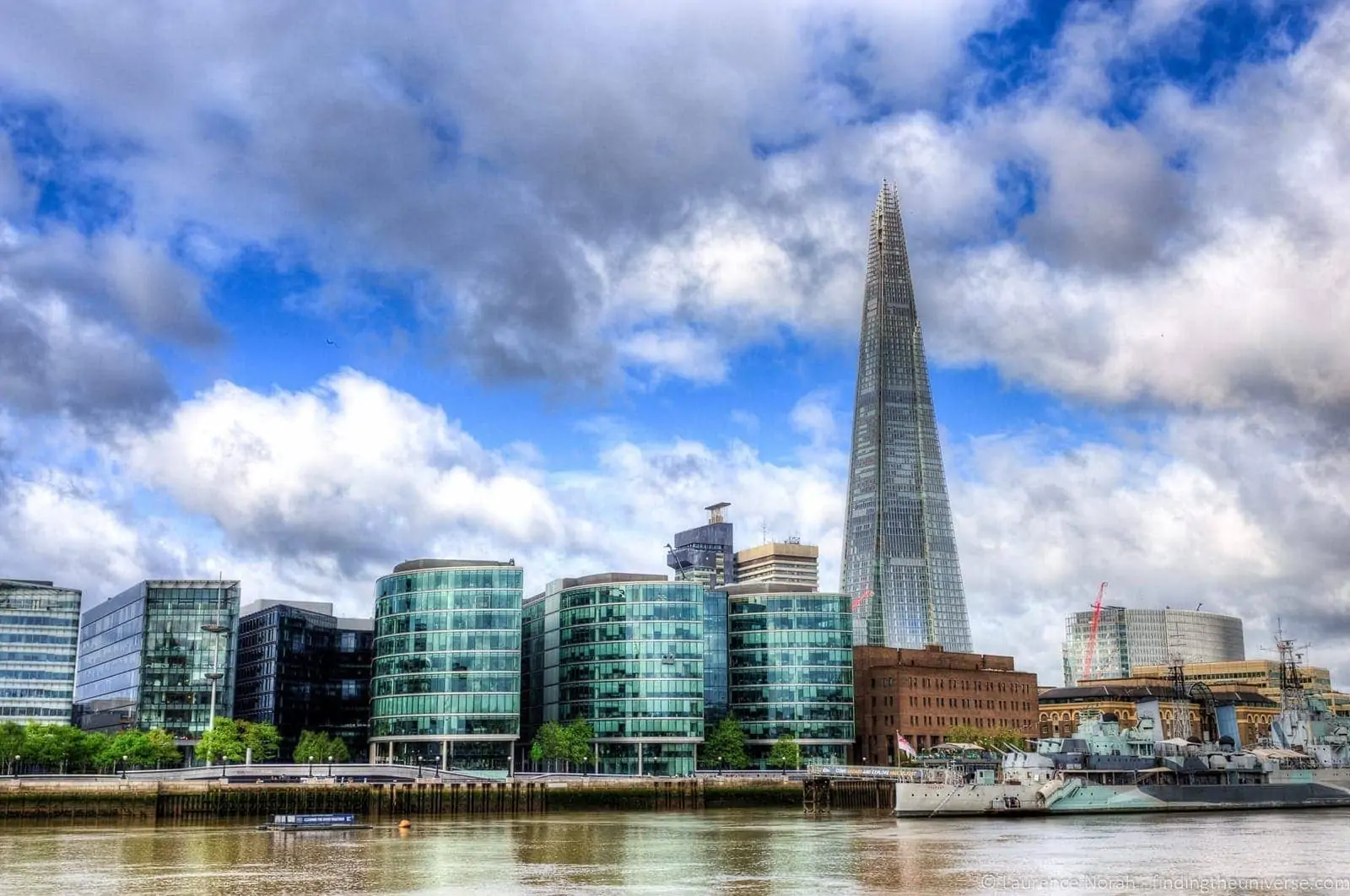 London shard and HMS Belfast