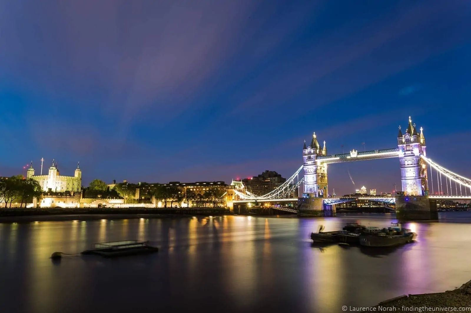 Tower Bridge and the Tower of London at night