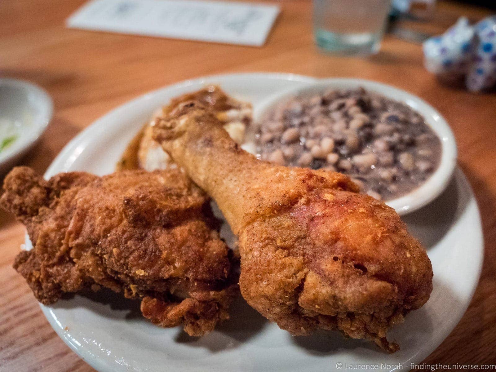 Fried Chicken and white beans Charleston southern comfort food