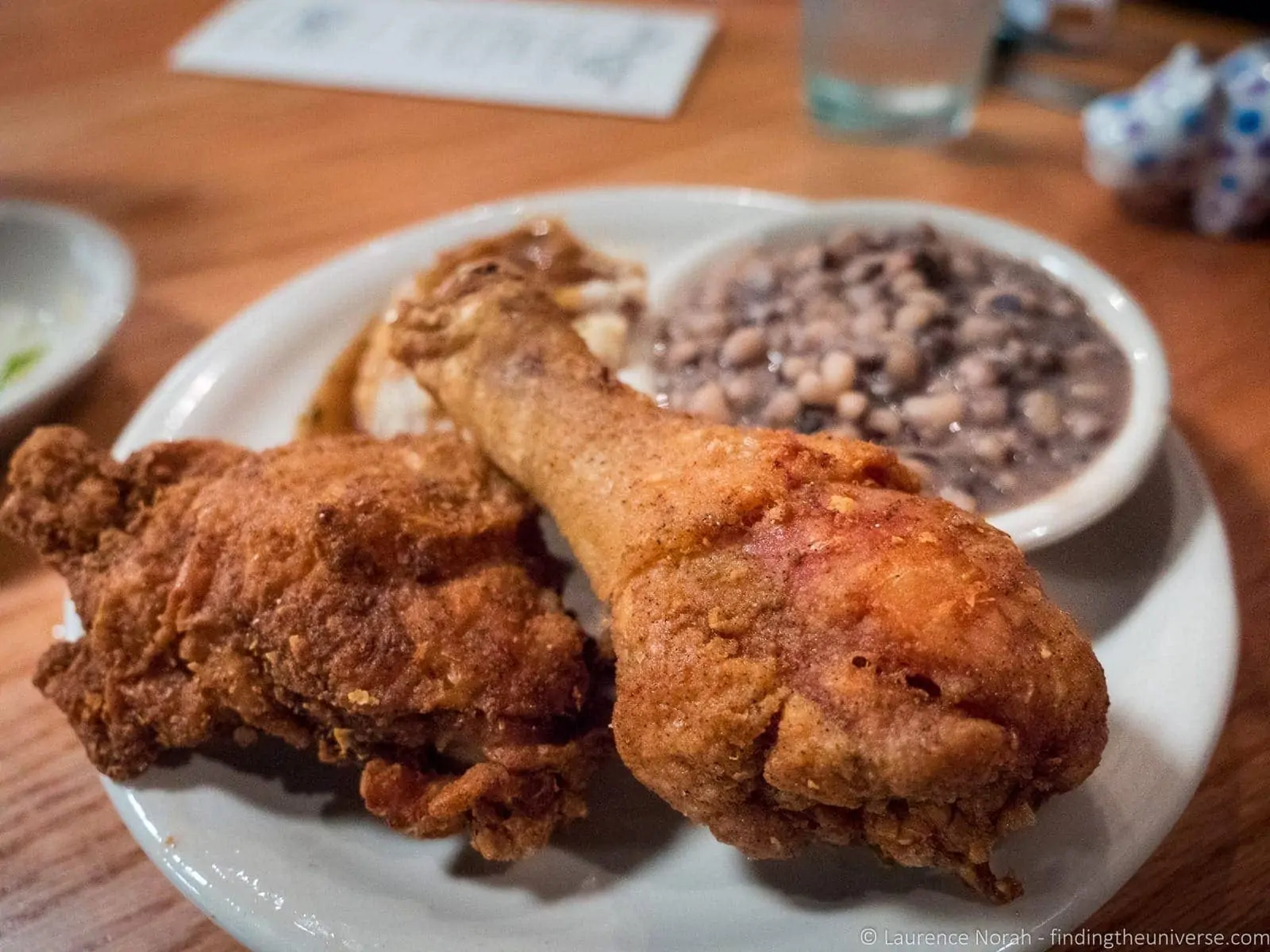 Fried Chicken and white beans Charleston southern comfort food