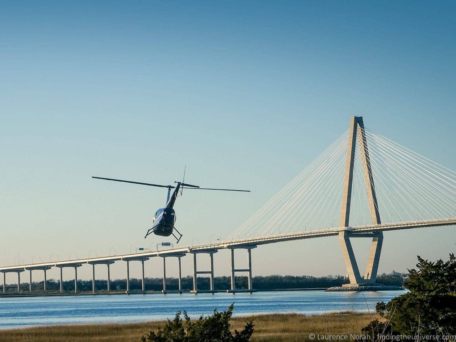 Helicopter taking off Charleston tours