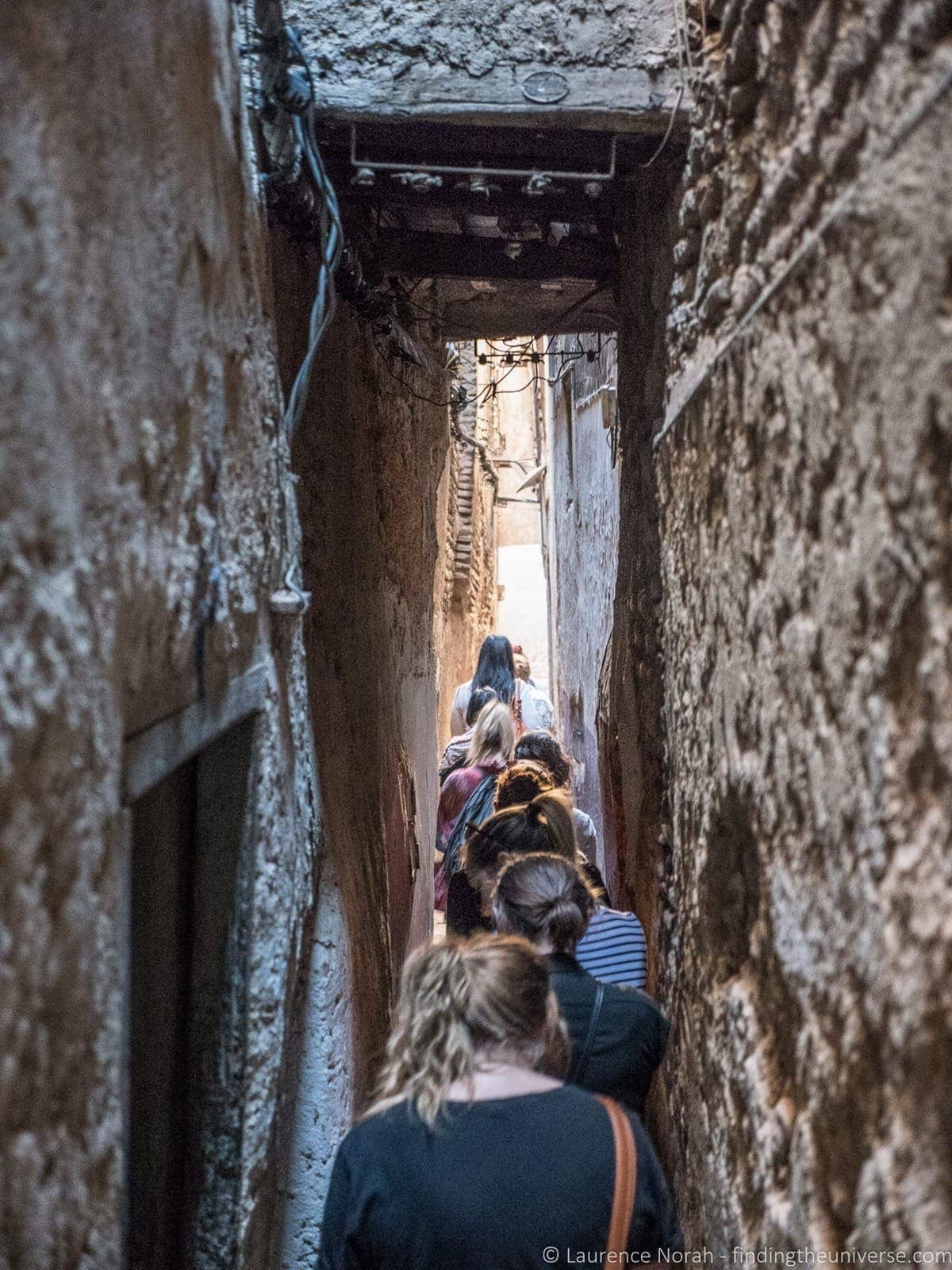Narrow alleyways of Fez medina Morocco