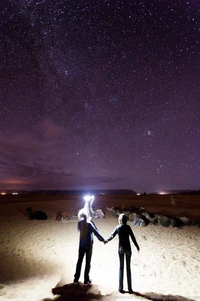 Star gazing in Morocco with camels