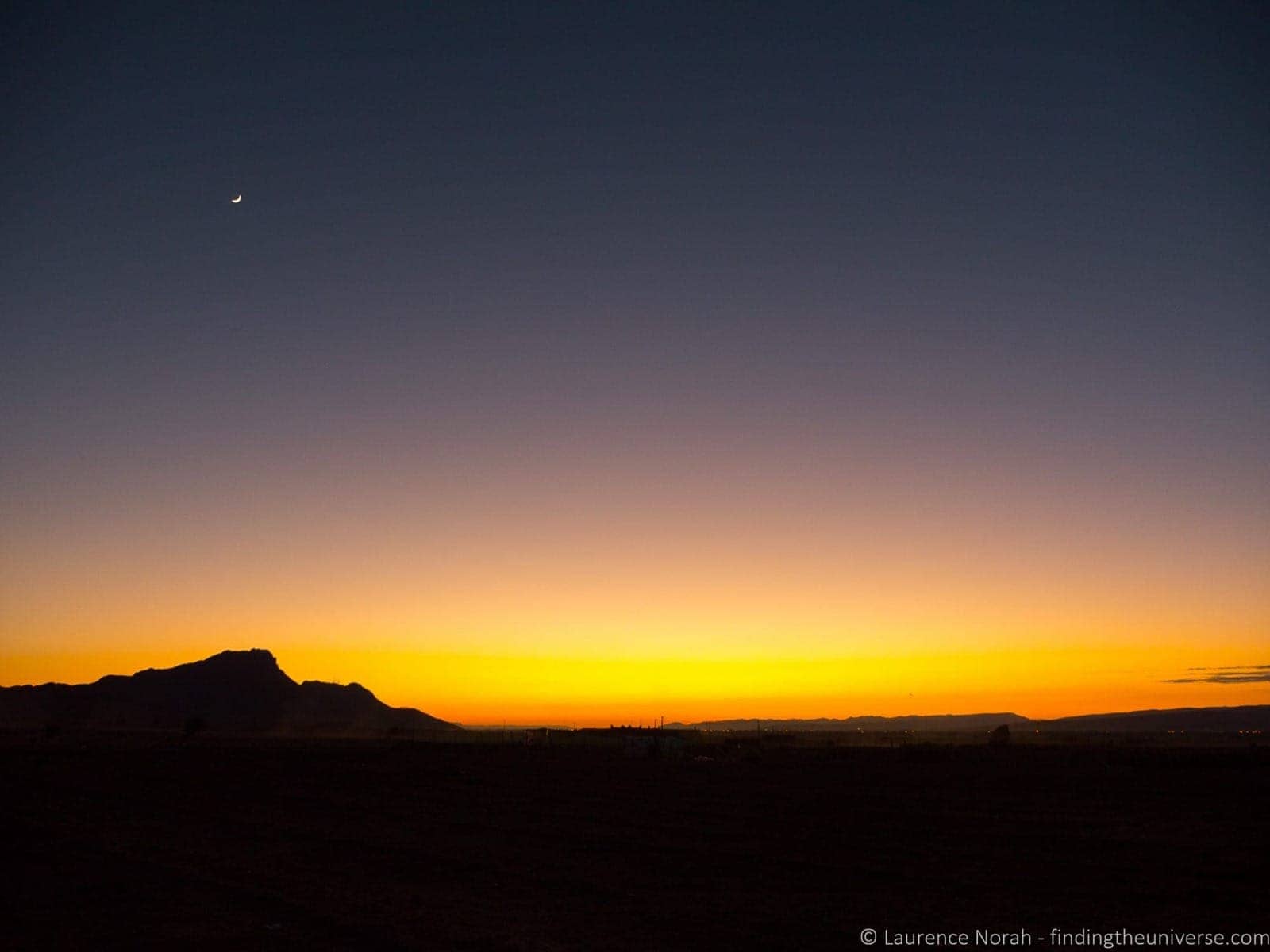 Sunset in desert Morcco with moon