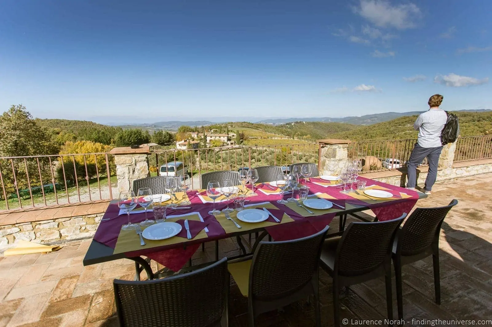 Outdoor dining Tuscany vineyard