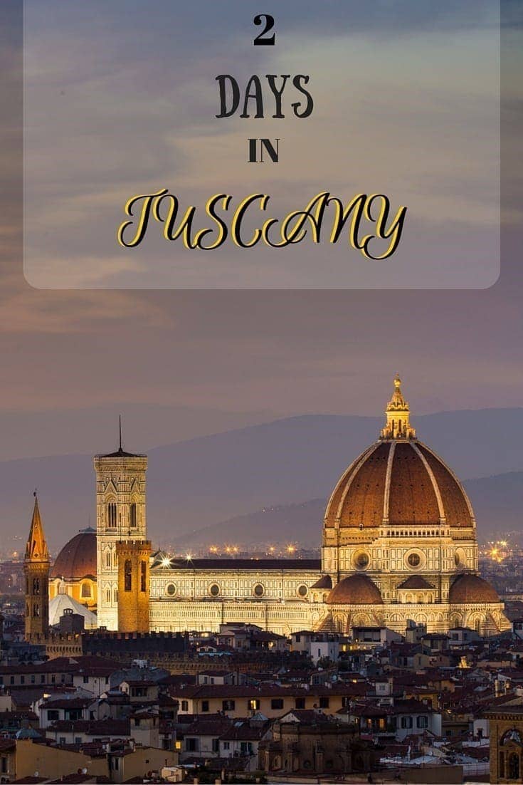 Guide to spending two days in Tuscany seeing the highlignts, including Florence, Siena, San Gimigimano and vineyards!