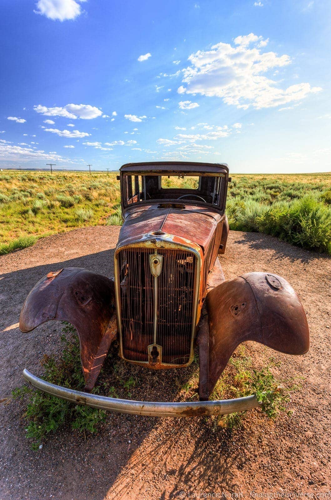 Old car on Route 66 Painted desert Arizona