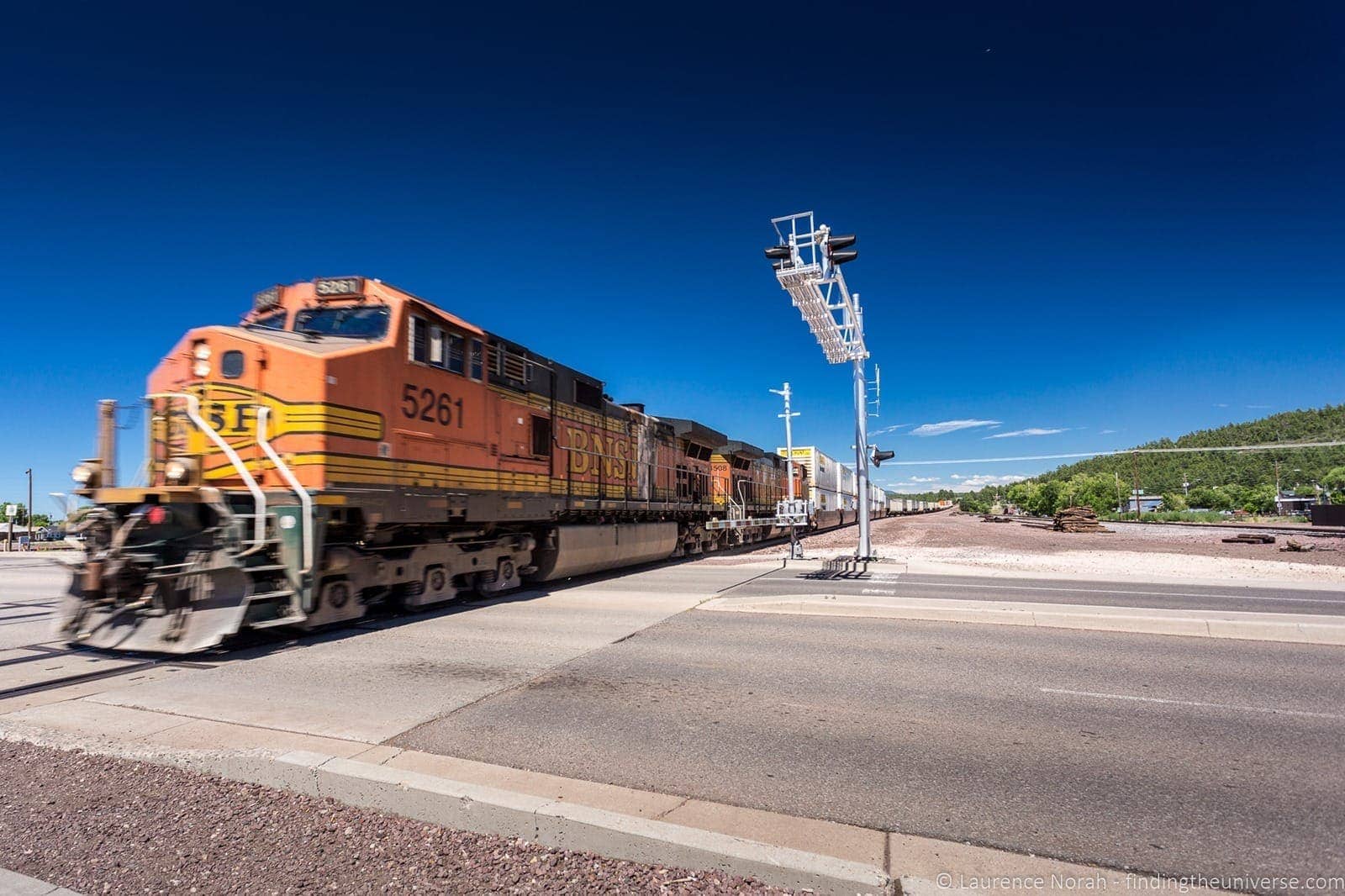 Train crossing Route 66 Williams Arizona