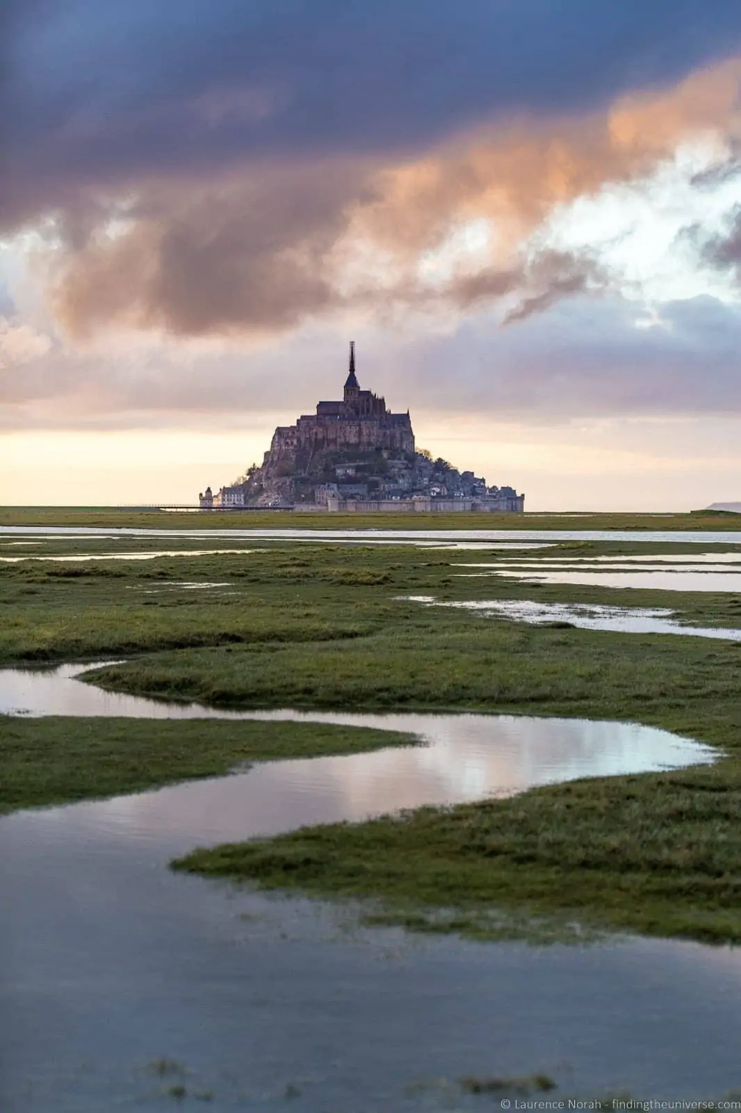 Mont-Saint-Michel rising above the bay in Normandy, France
