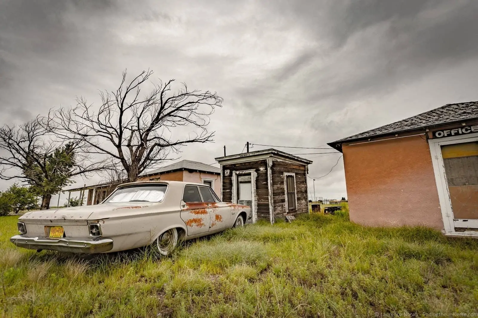 Abandoned car and buildings San Jon Route 66 New Mexico Abandoned car and buildings San Jon Route 66 New Mexico