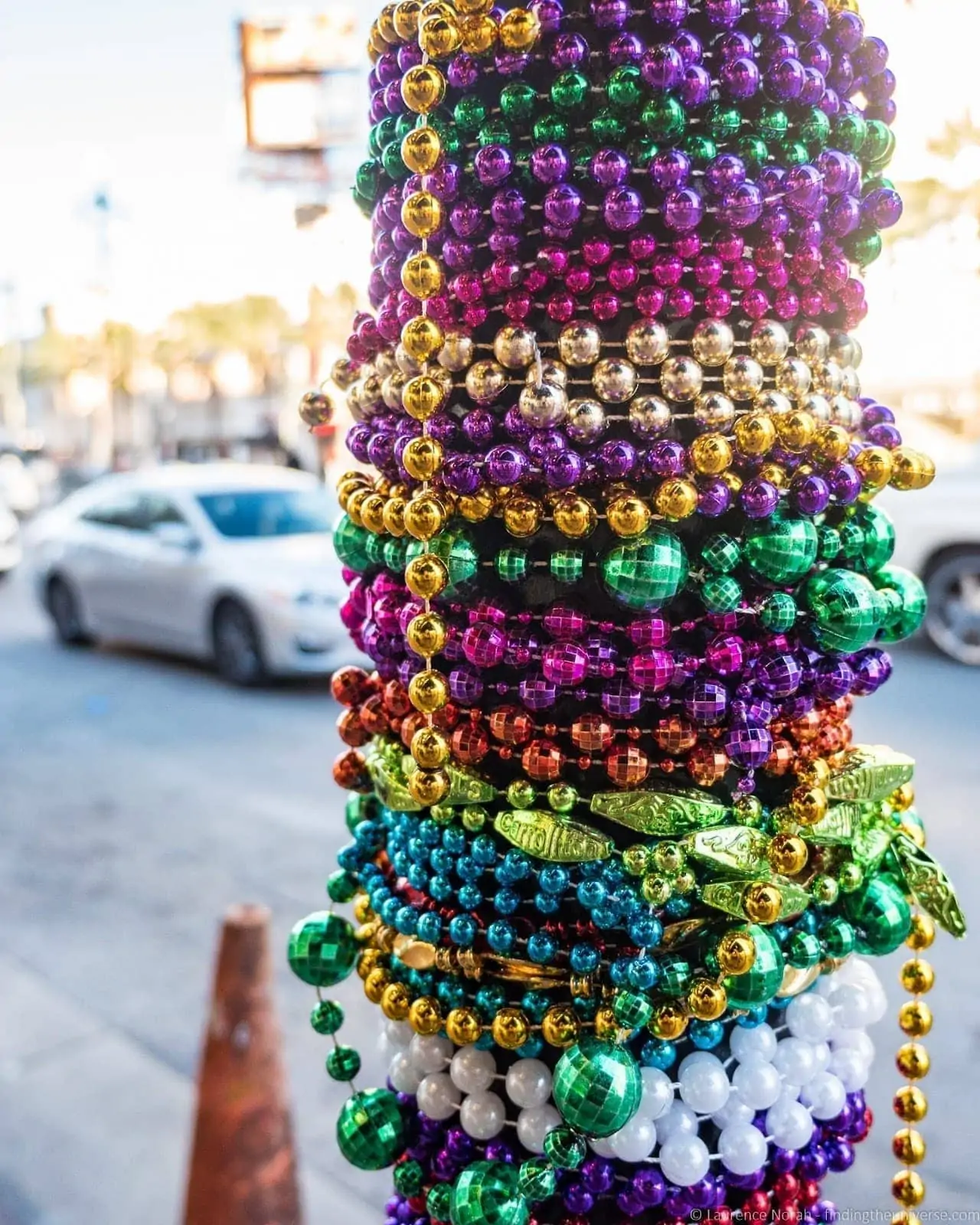 mardi gras in new orleans - Beads on pole New Orleans