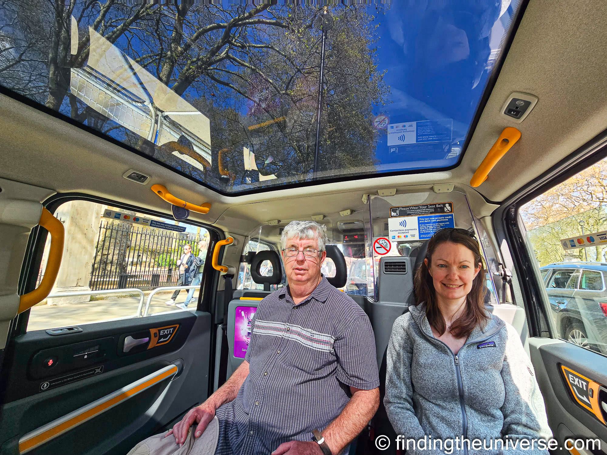 Inside London taxi