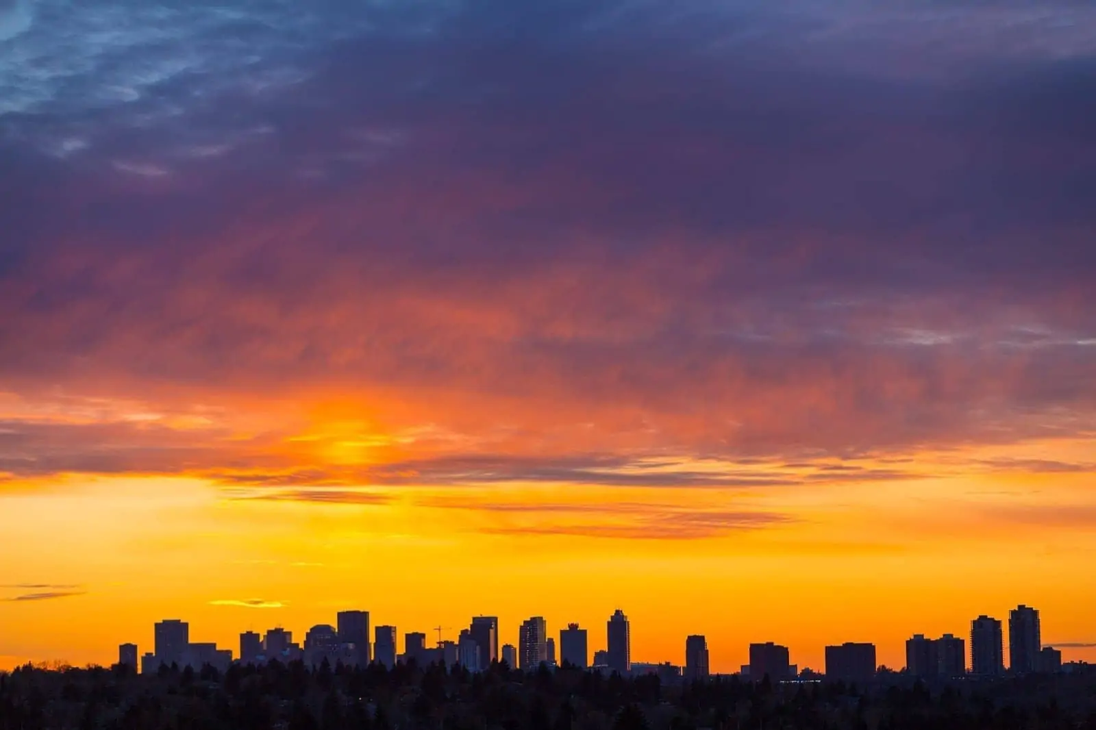 Sunset over Edmonton, Alberta, Canada