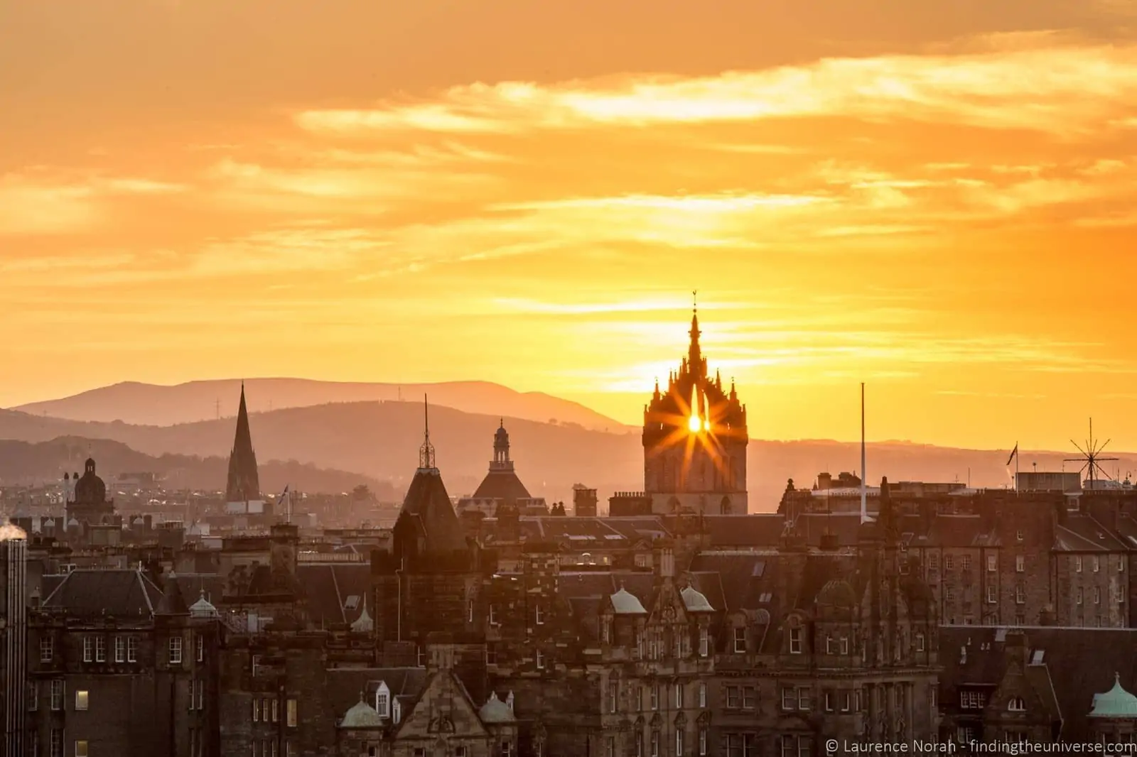 Sunset in Edinburgh from Calton Hill