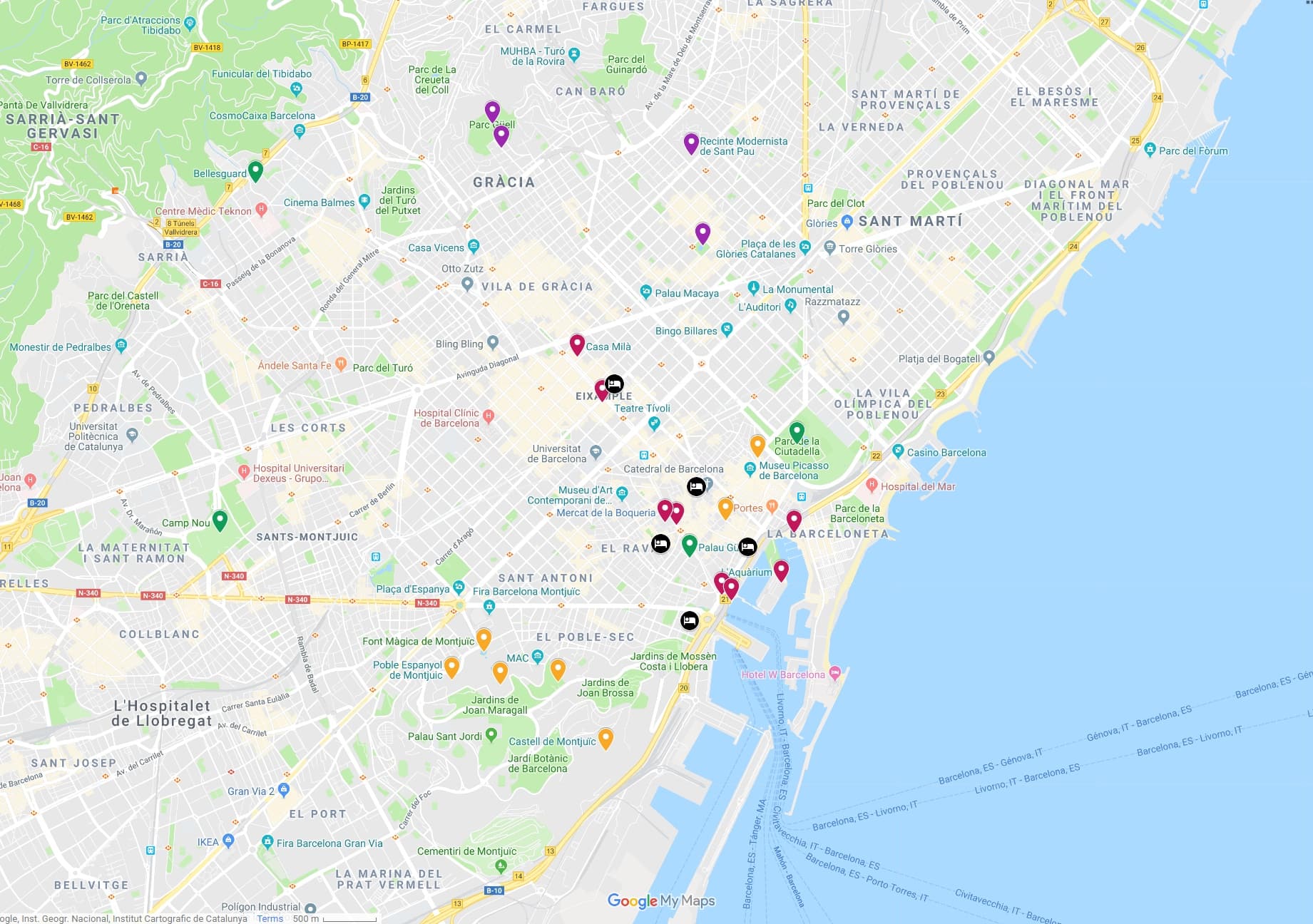 barcelona tour map