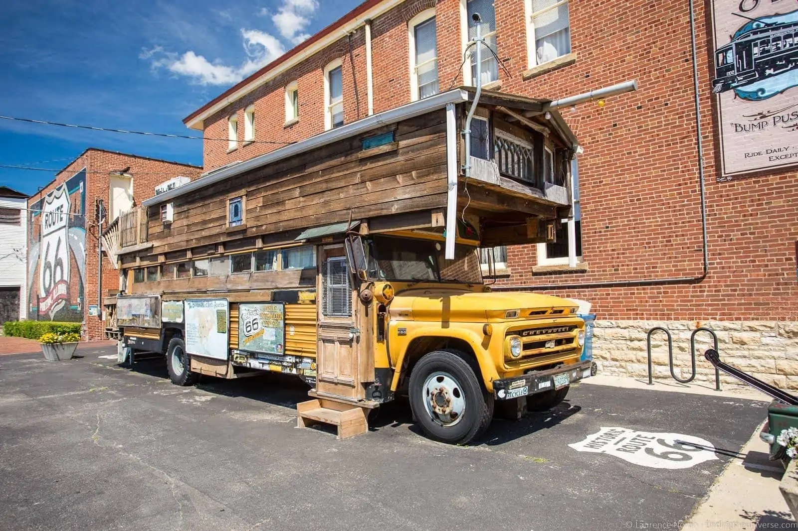 Bob Waldmire's School Bus Road Yacht at the Route 66 Museum in Pontiac