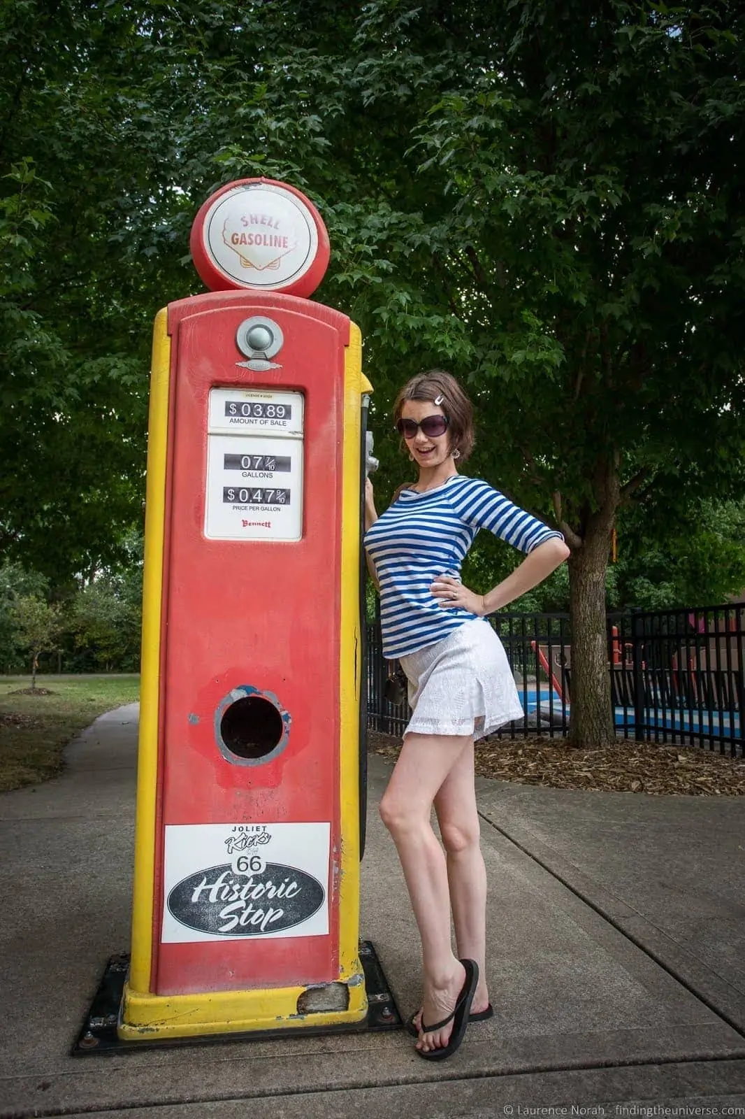 Vintage Route 66 gas pump in Joliet, Illinois