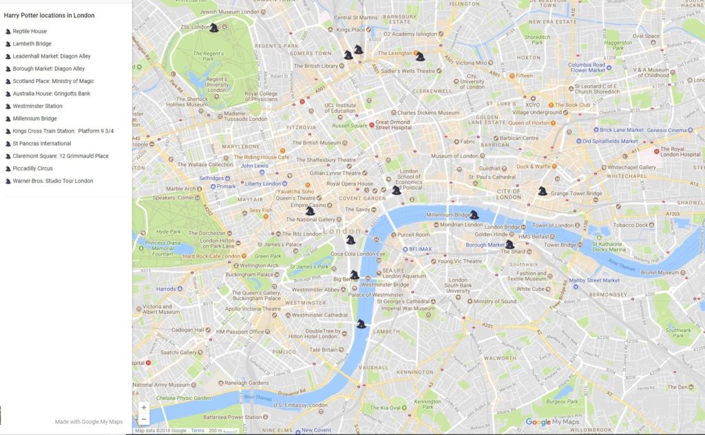 Harry Potter London Locations Map