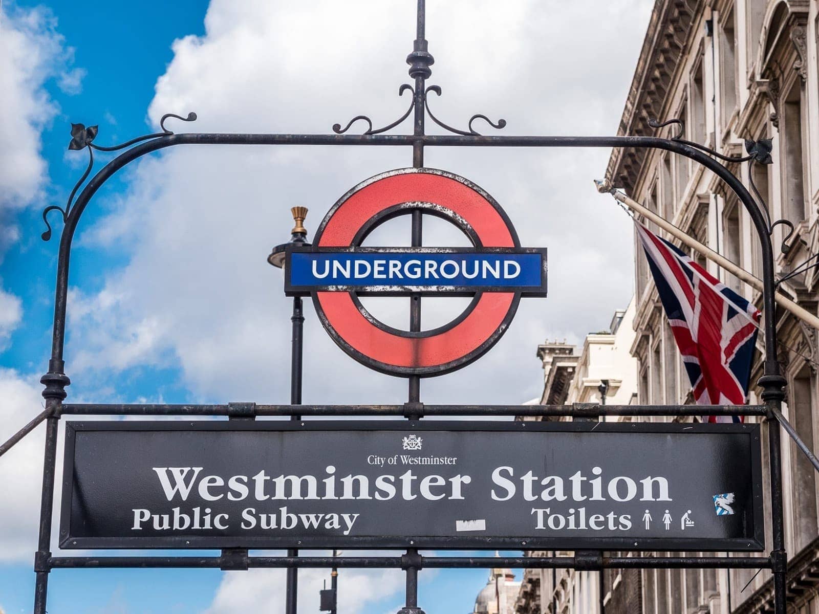 Westminster station underground sign