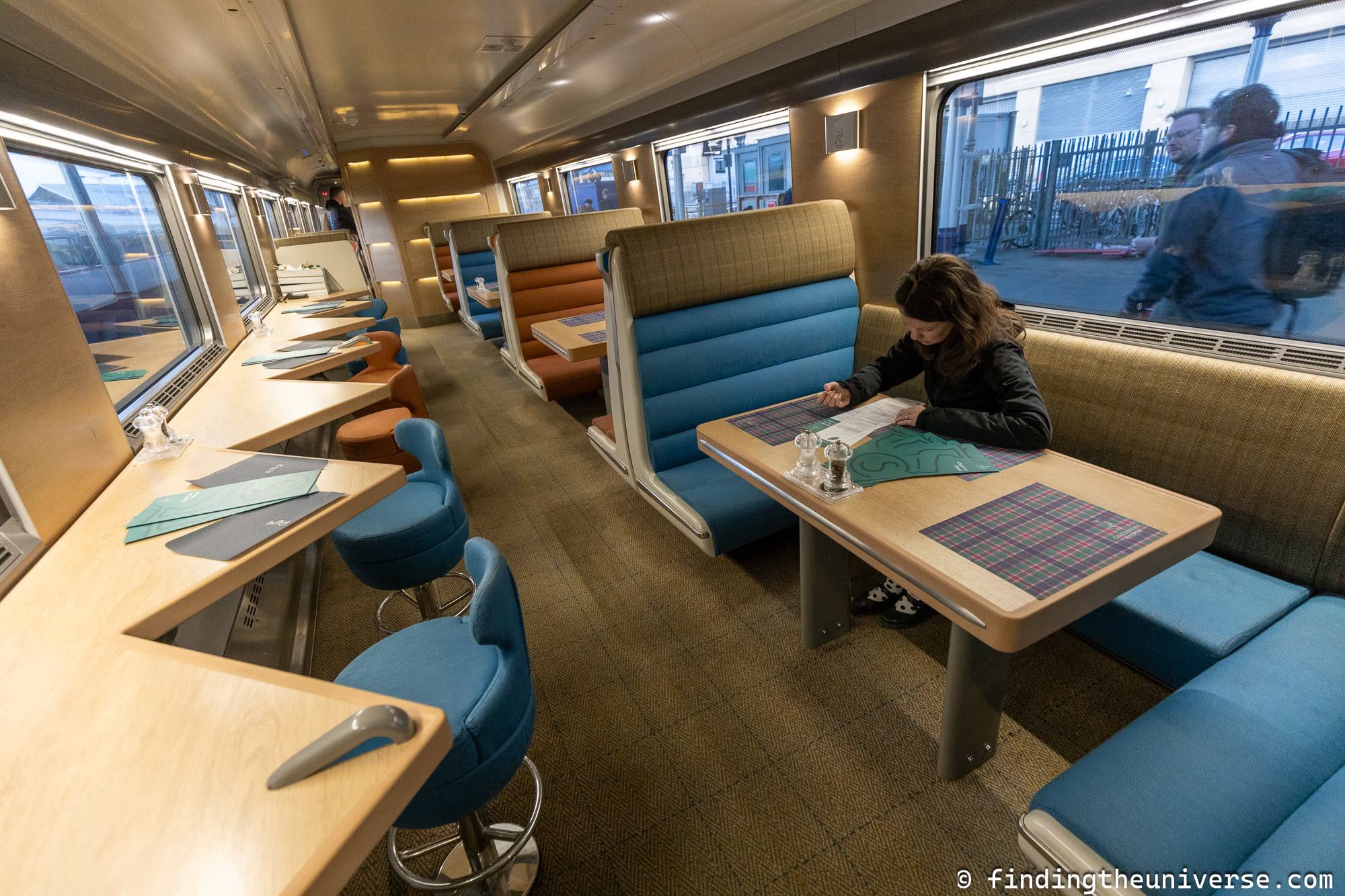 Caledonian Sleeper train dining car by Laurence Norah