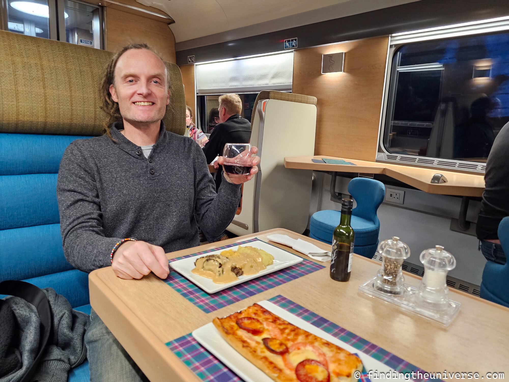 Caledonian Sleeper train dinner by Laurence Norah