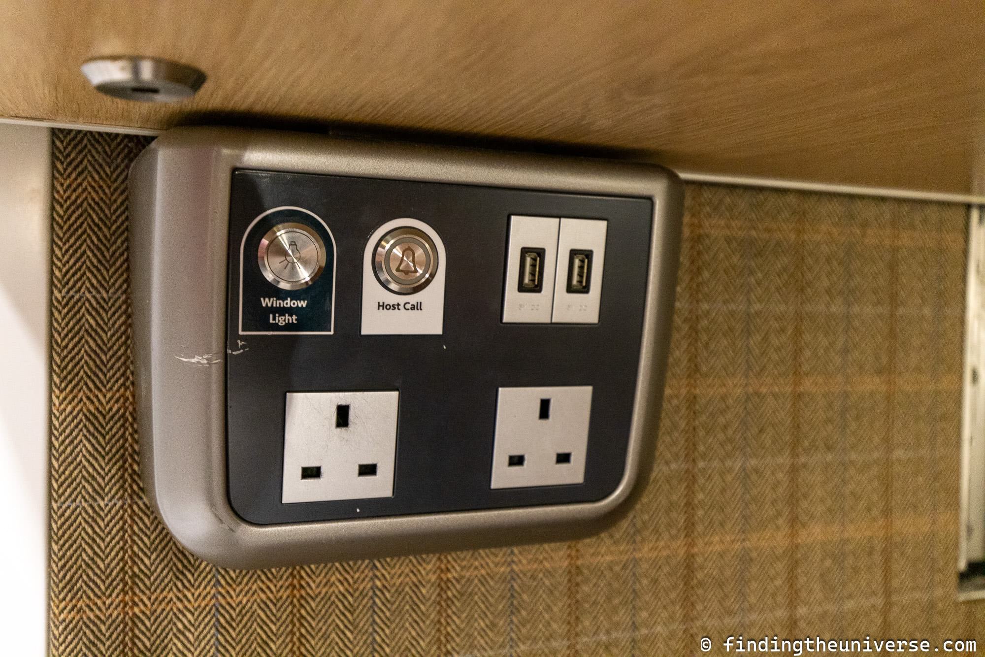 Caledonian Sleeper train power outlets by Laurence Norah