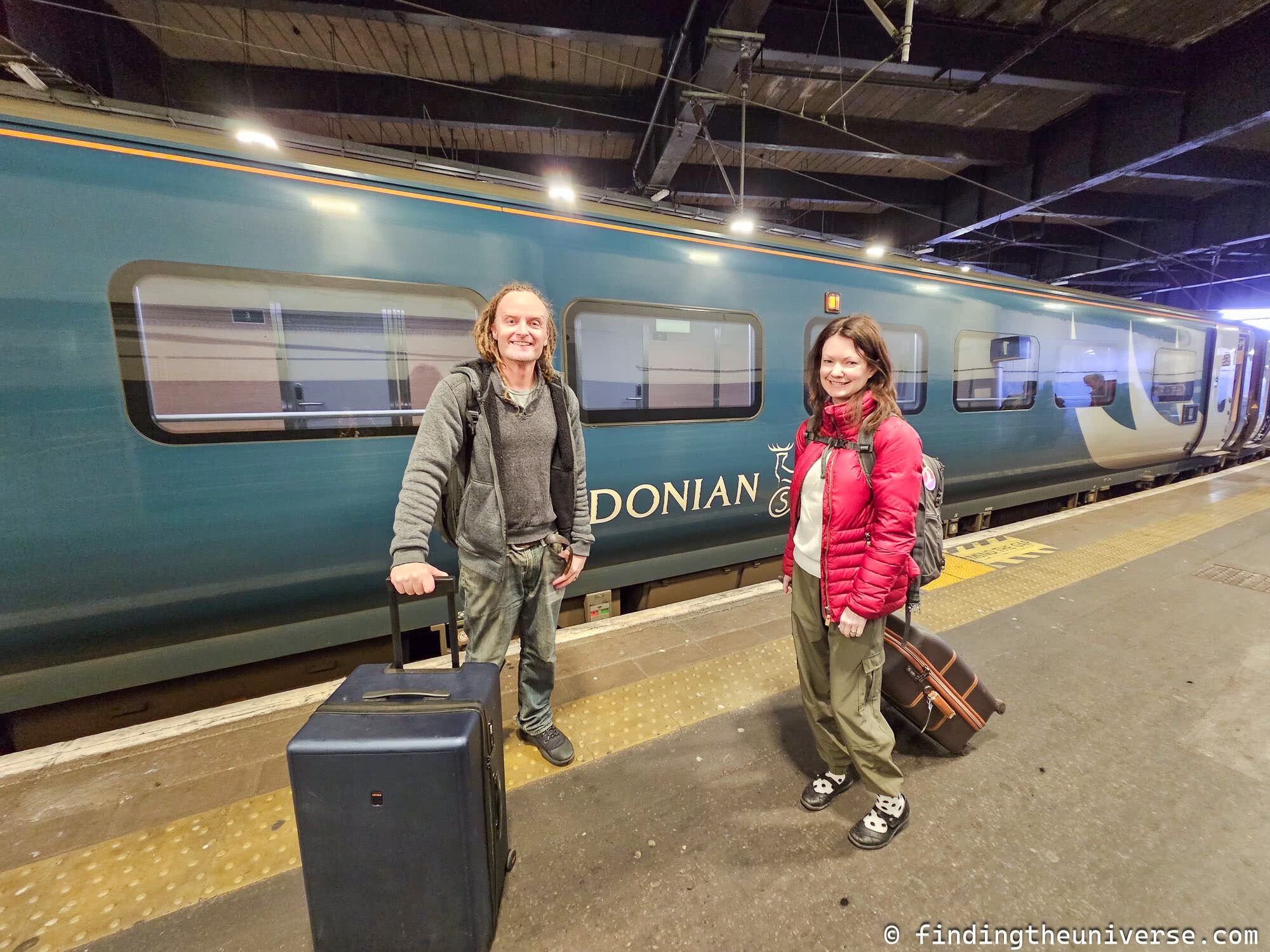 Laurence and Jess outside Caledonian Sleeper