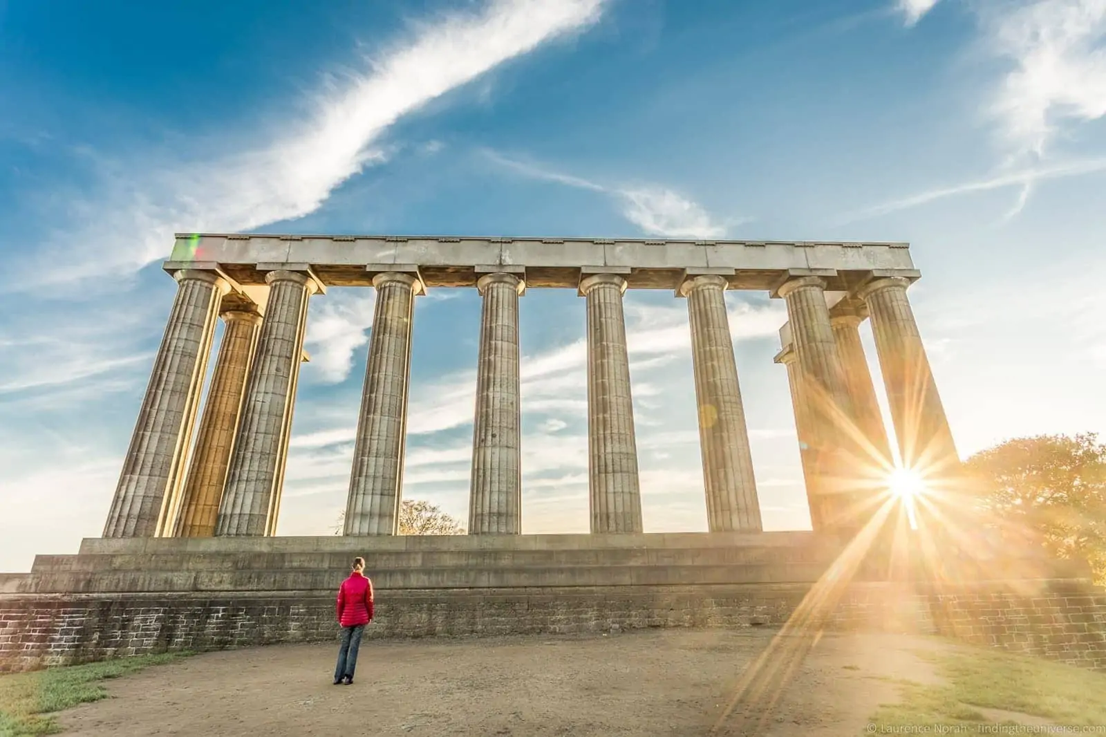 Calton Hill Edinburgh sunset view across the city